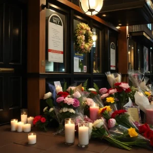 Memorial at 99 Bottles & Cocktails for the slain security guard
