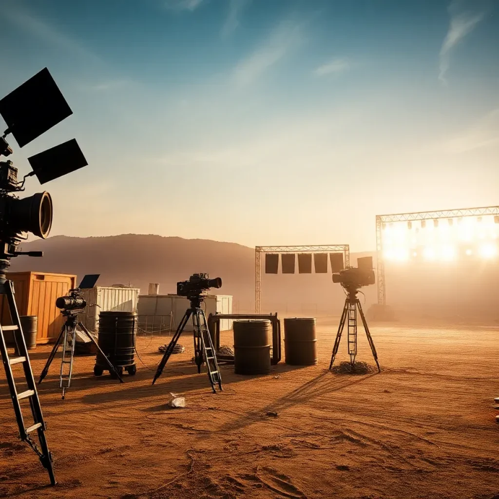 Empty movie set in California representing job losses