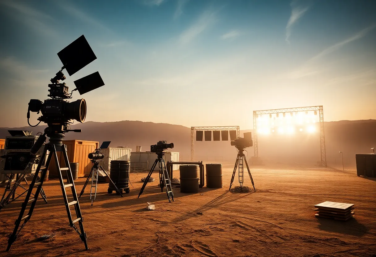 Empty movie set in California representing job losses