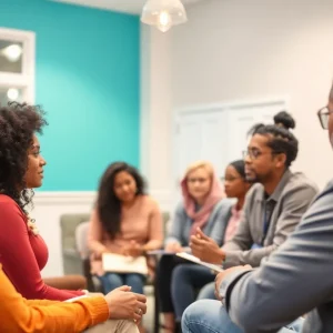 Community members engaging in health discussions at a local meeting.