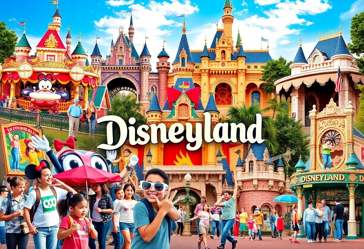 Families enjoying Disneyland attractions with visible thrill and excitement.