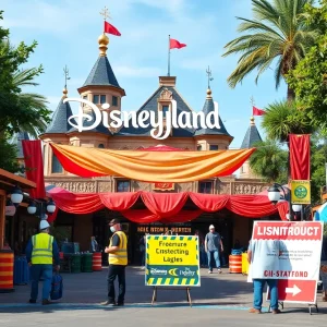 Disneyland attraction undergoing refurbishment.