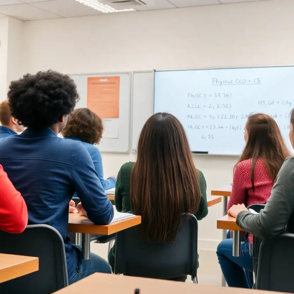Diverse students learning physics in a classroom