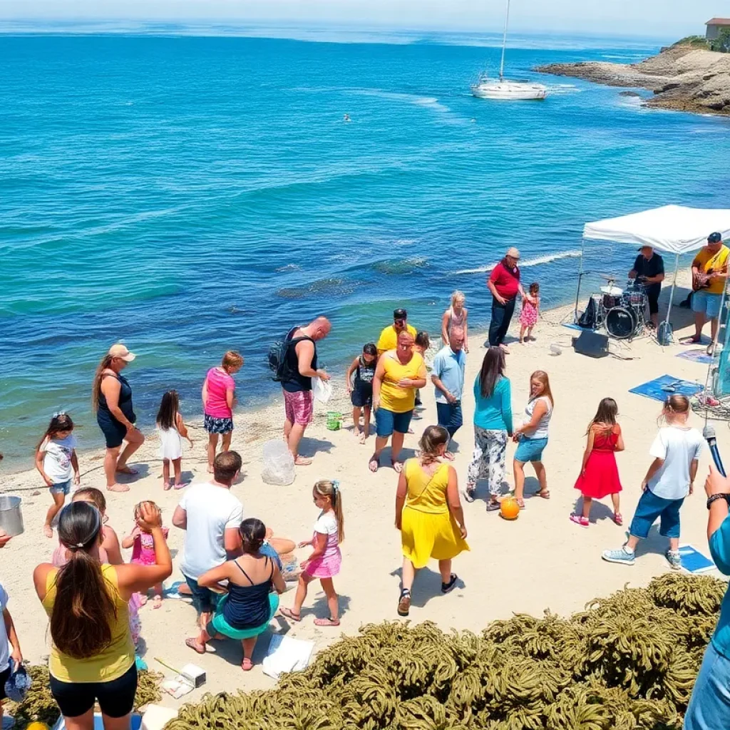 Families participating in KelpFest activities at Laguna Beach