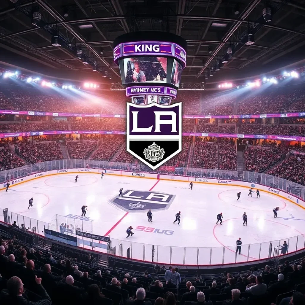 LA Kings hockey game atmosphere showing fans and arena
