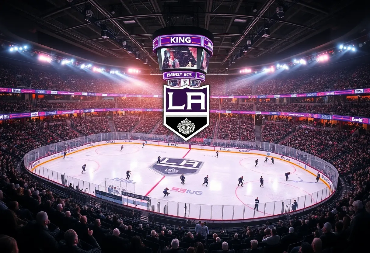 LA Kings hockey game atmosphere showing fans and arena
