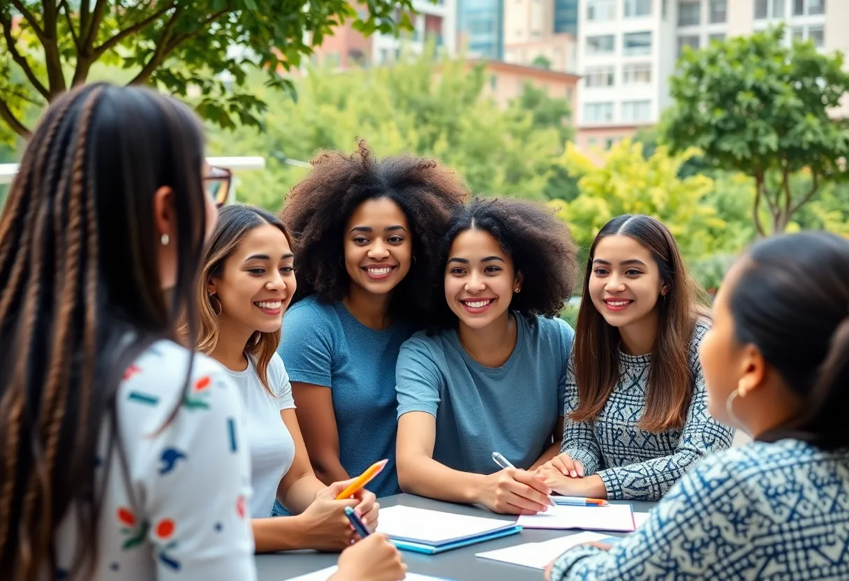 Young adults participating in a public service workshop in Long Beach