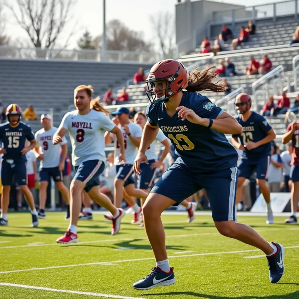 Student-athletes training in college sports environment