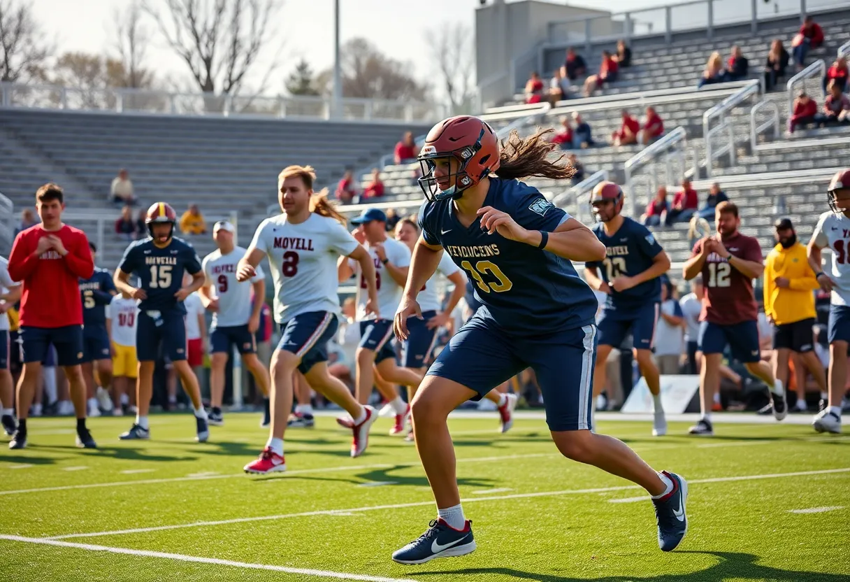 Student-athletes training in college sports environment