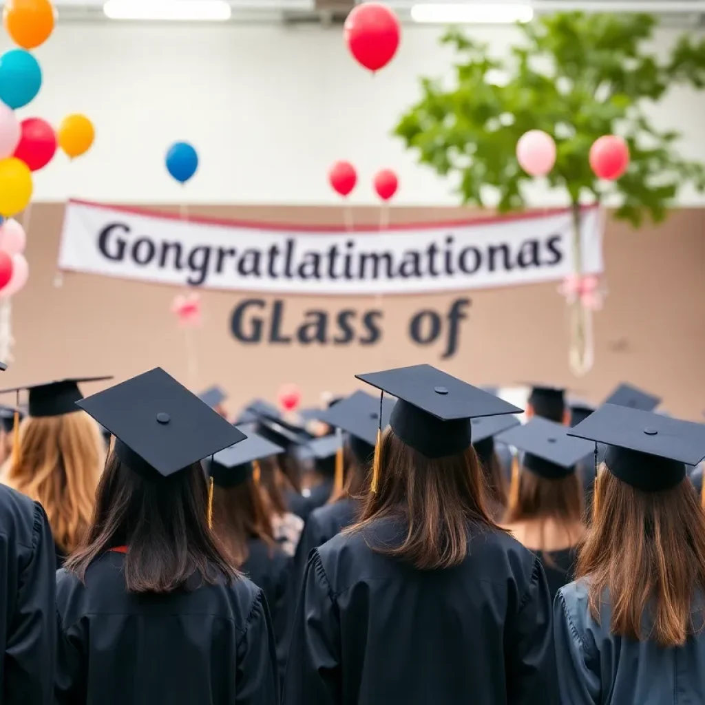 Graduation ceremony at Piedmont High School with students celebrating