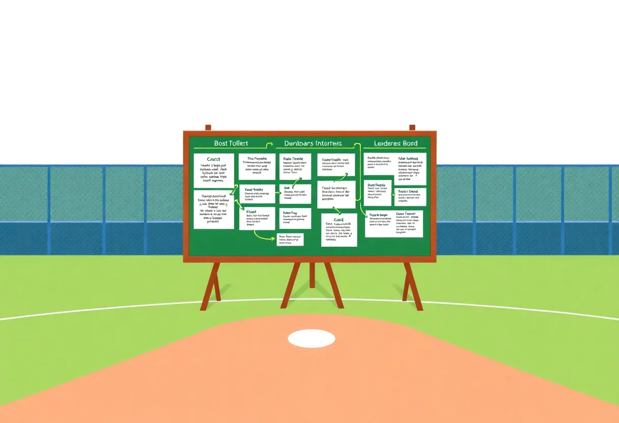Baseball field with strategy board representing coaching in SDSU baseball.
