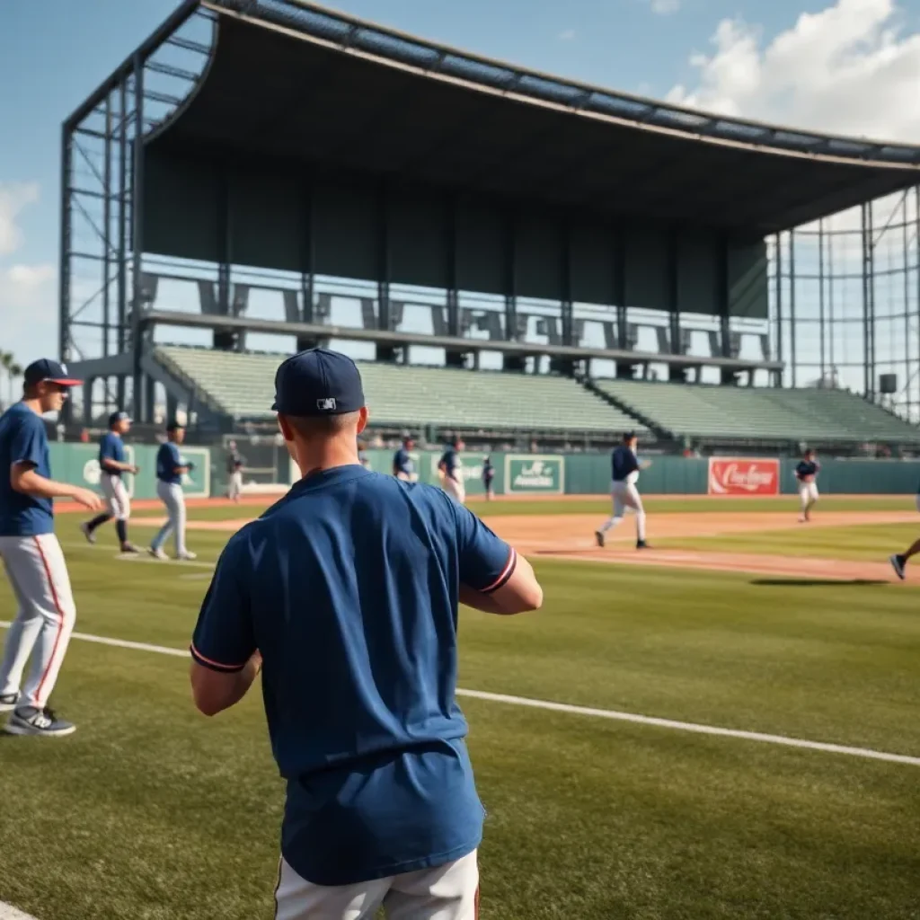 SDSU baseball team during practice session
