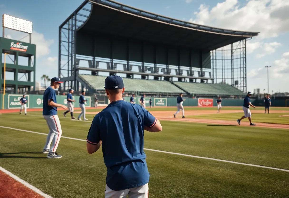 SDSU baseball team during practice session