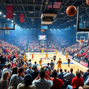 A college basketball game between the San Diego State Aztecs and the Arizona Wildcats at the Footprint Center.