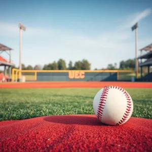Empty college baseball field representing coaching change.