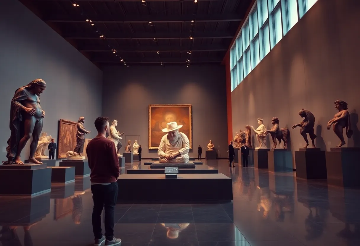 Security measures at an art facility with sculptures