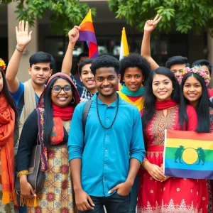 Diverse students celebrating their cultural heritage at a university event