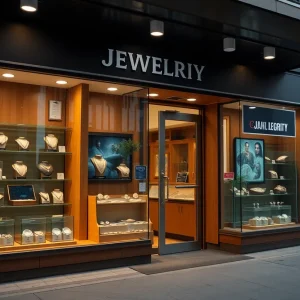 Exterior view of Al-Amira Jewelry showing security measures after the attempted robbery
