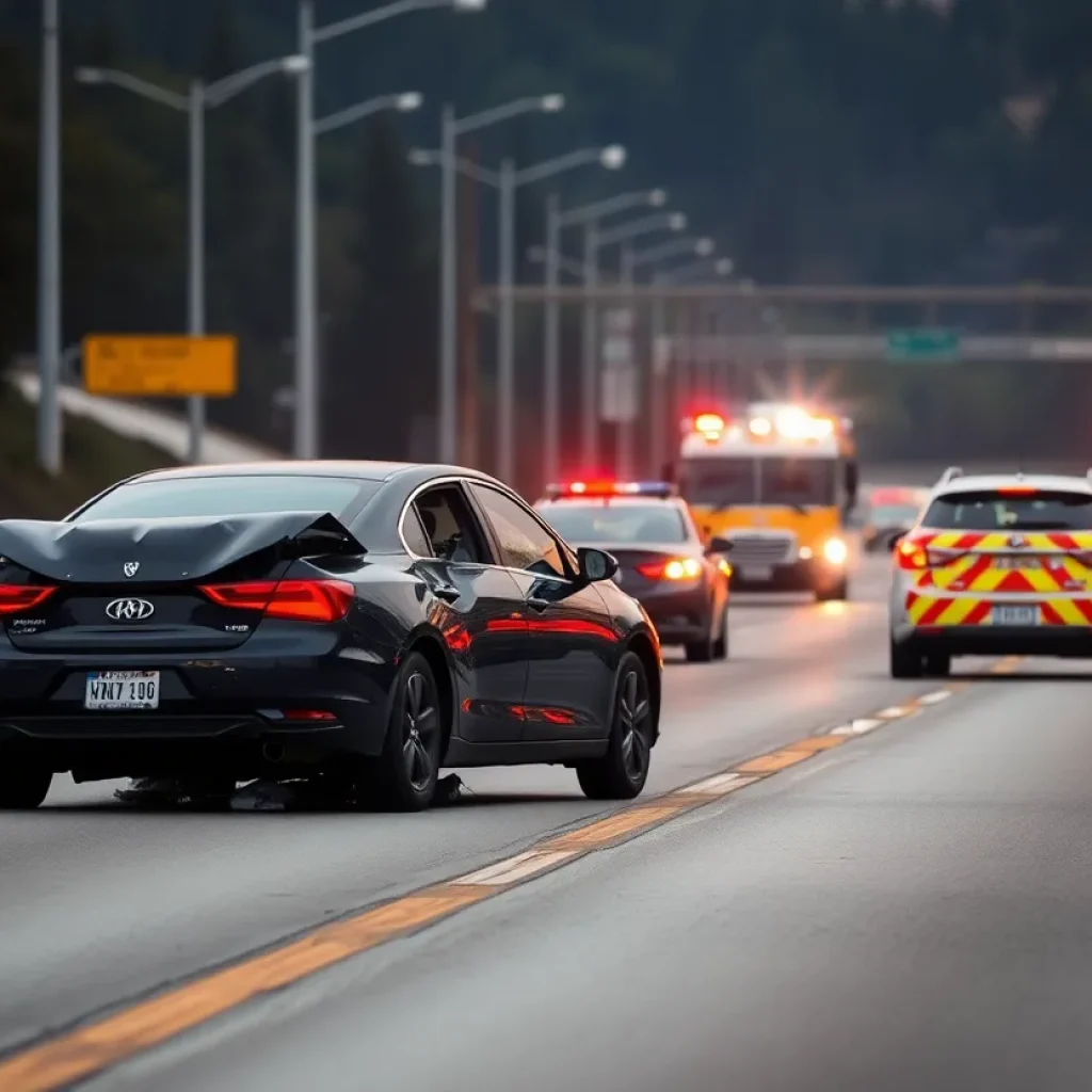 Car crash on the freeway after a police chase