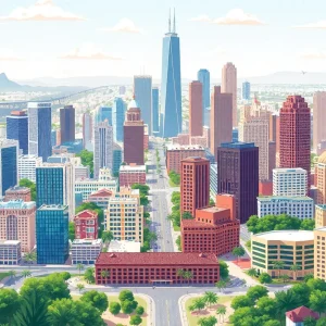 Illustration showcasing the trend of businesses relocating from California to Texas.