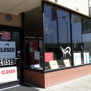 A closed small business storefront in California