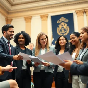 Diverse group of young professionals in a collaborative environment