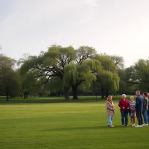 Family gathering in a park, representing community and legacy.