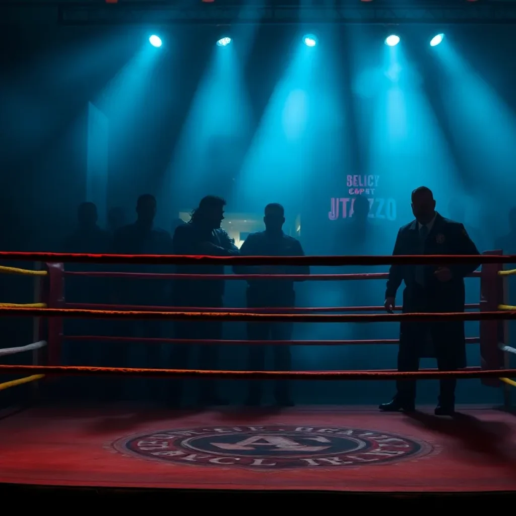 Arrest scene representing legal troubles for a boxer