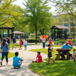 Families enjoying recreational activities in a community park