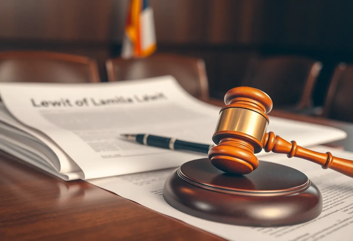Courtroom illustrating the legal proceedings of the Title IX lawsuit