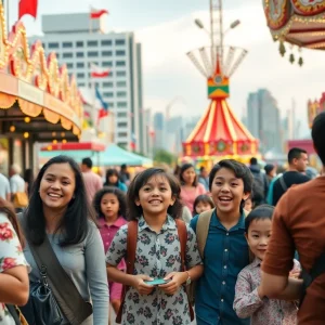 Families enjoying a day at an amusement park amidst discussions on immigration policies