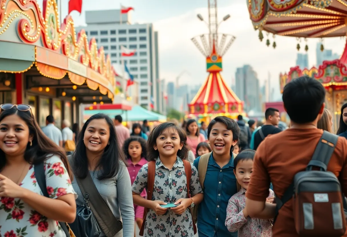 Families enjoying a day at an amusement park amidst discussions on immigration policies
