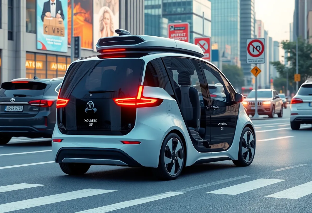An electric and autonomous ridesharing vehicle in an urban setting