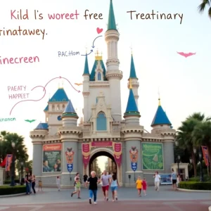 A vibrant travel itinerary designed by children showcasing Anaheim attractions.
