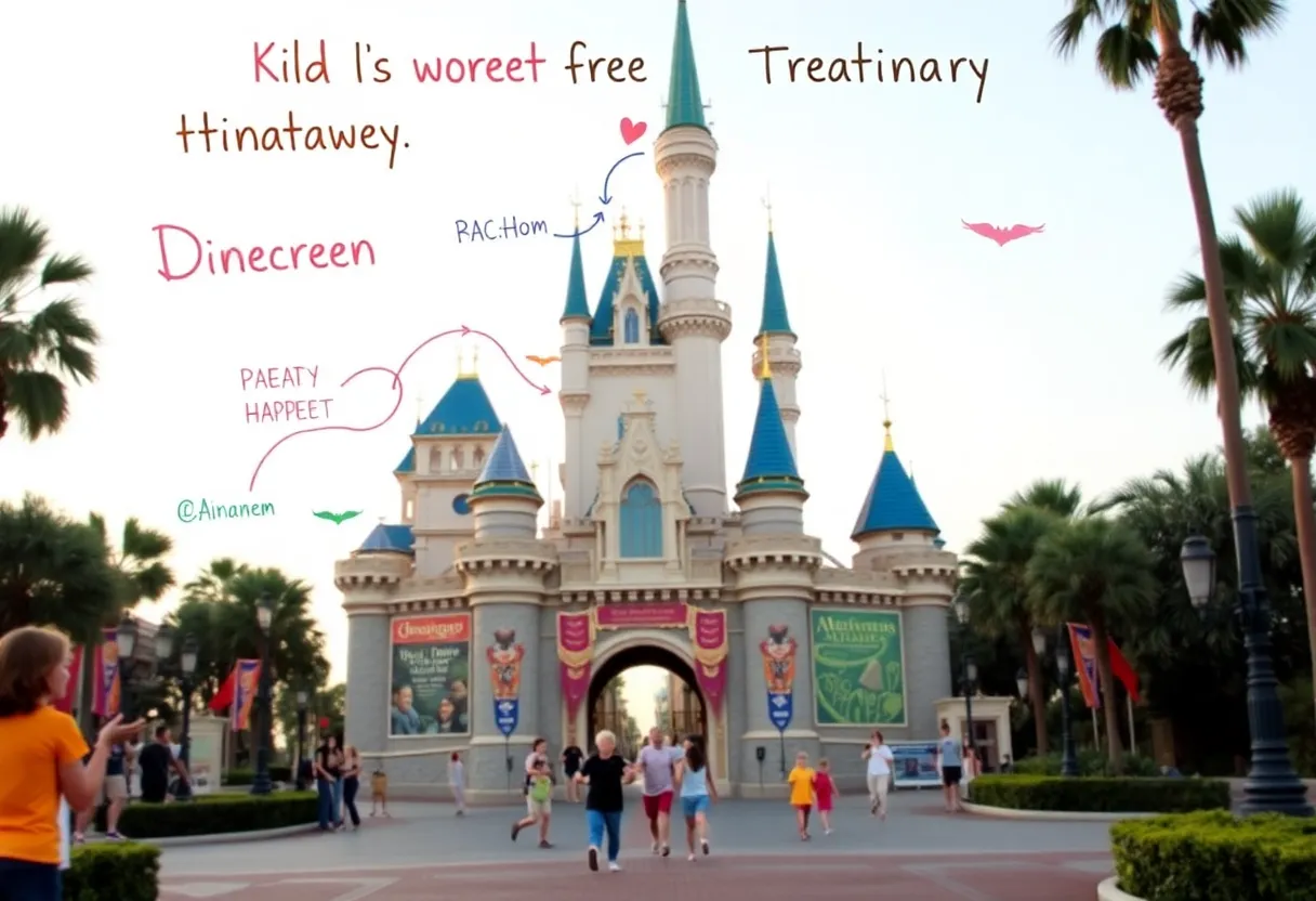 A vibrant travel itinerary designed by children showcasing Anaheim attractions.
