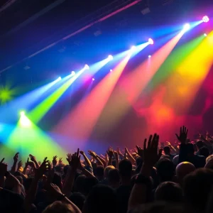 Crowd enjoying a live concert by Loathe with vibrant lights