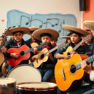 Young musicians participating in a workshop at the Mariachi Nationals