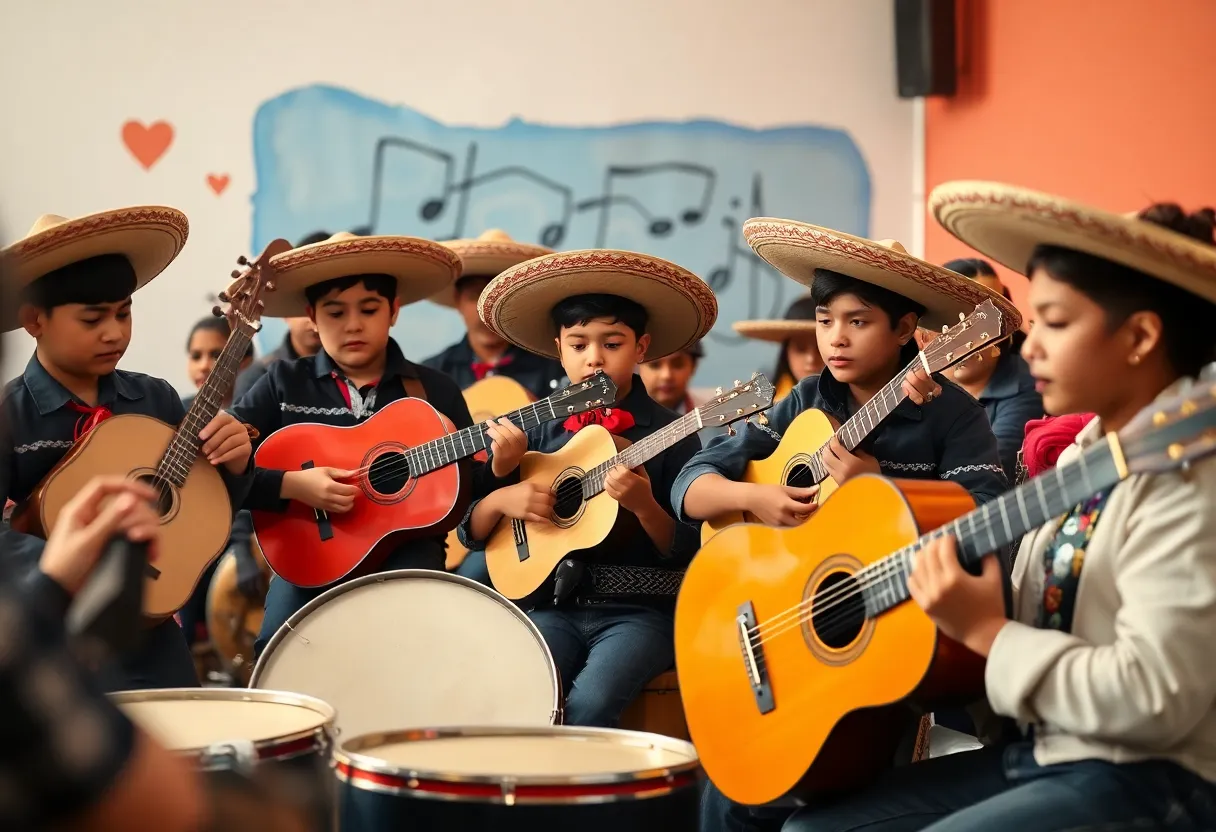 Young musicians participating in a workshop at the Mariachi Nationals
