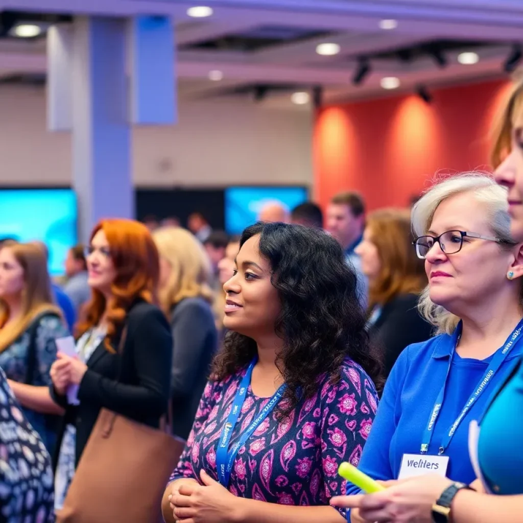 Attendees at the National Menopause Show engaging in discussions.