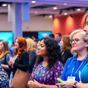 Attendees at the National Menopause Show engaging in discussions.