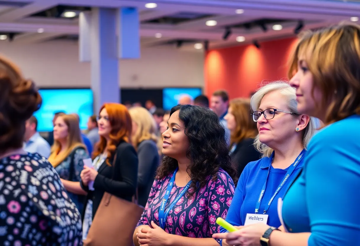Attendees at the National Menopause Show engaging in discussions.