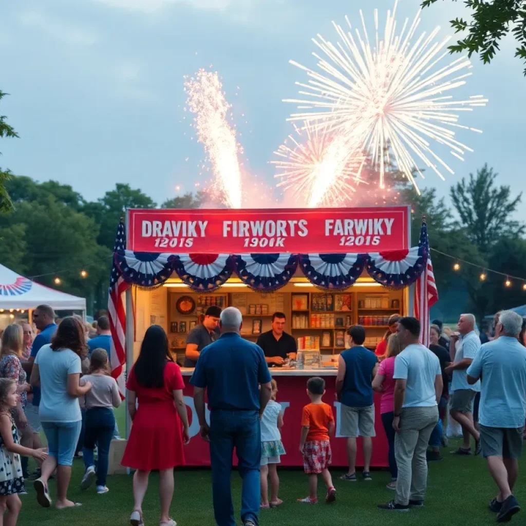 Community fireworks booth for Independence Day celebrations