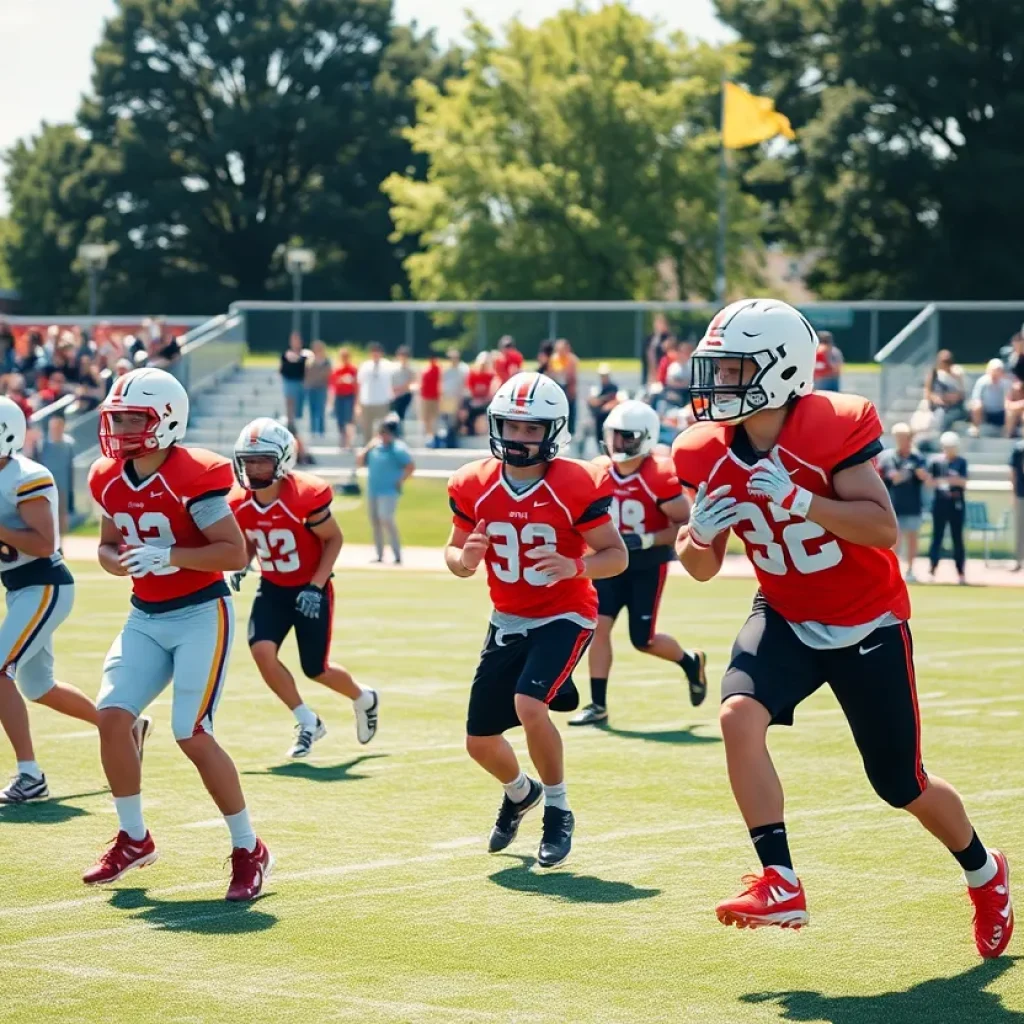 Football players practicing at San Diego State University