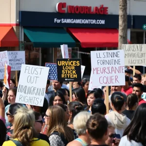 Community members protest in Santa Ana for immigrant rights