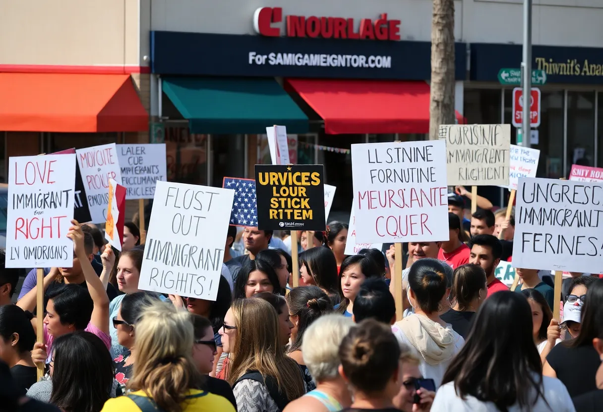 Community members protest in Santa Ana for immigrant rights