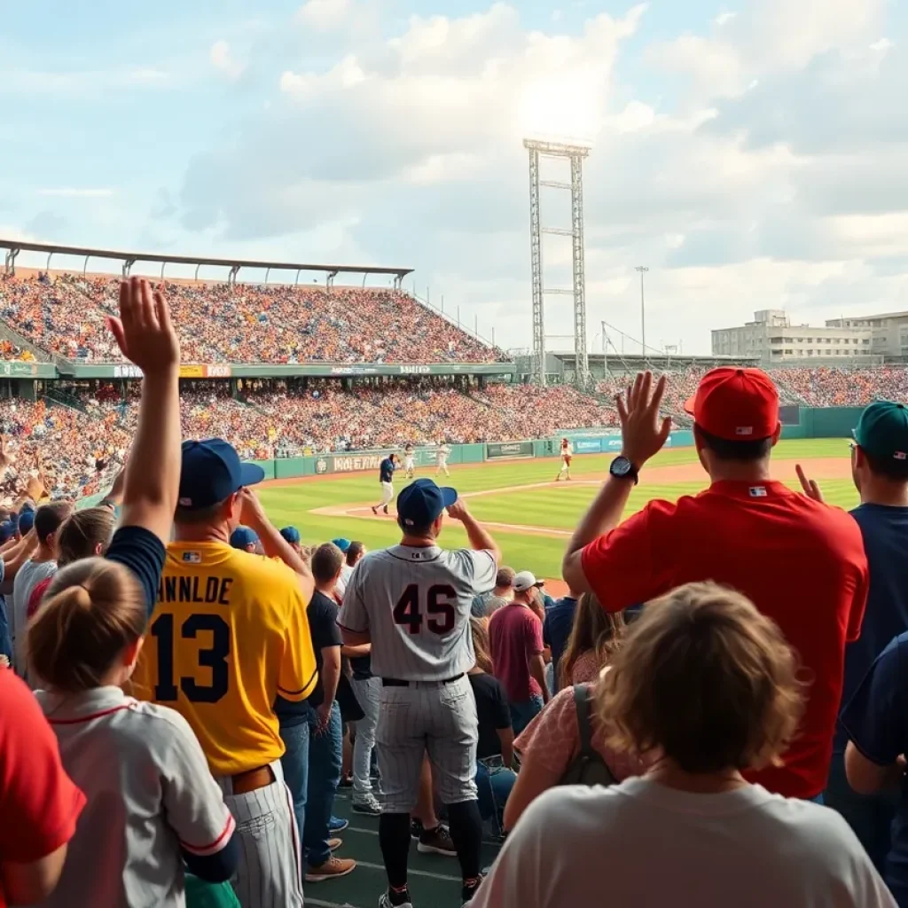 Fans enjoying a baseball game with Savannah Bananas players performing.