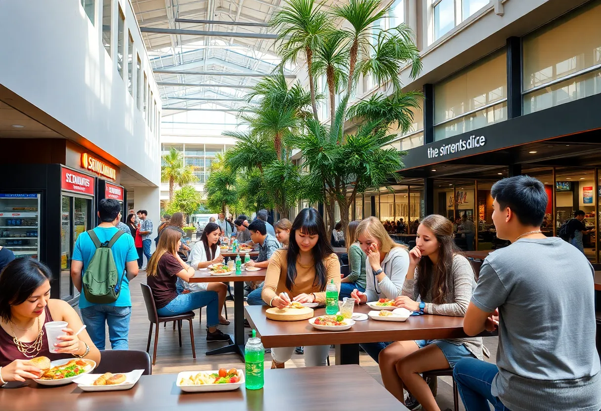 Students enjoying diverse dining options at SDSU