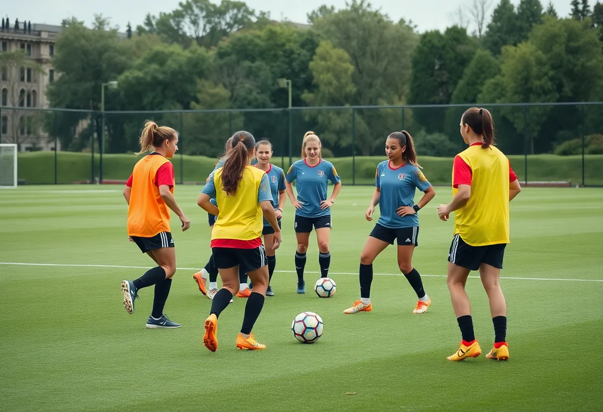 Women's soccer team training at SDSU
