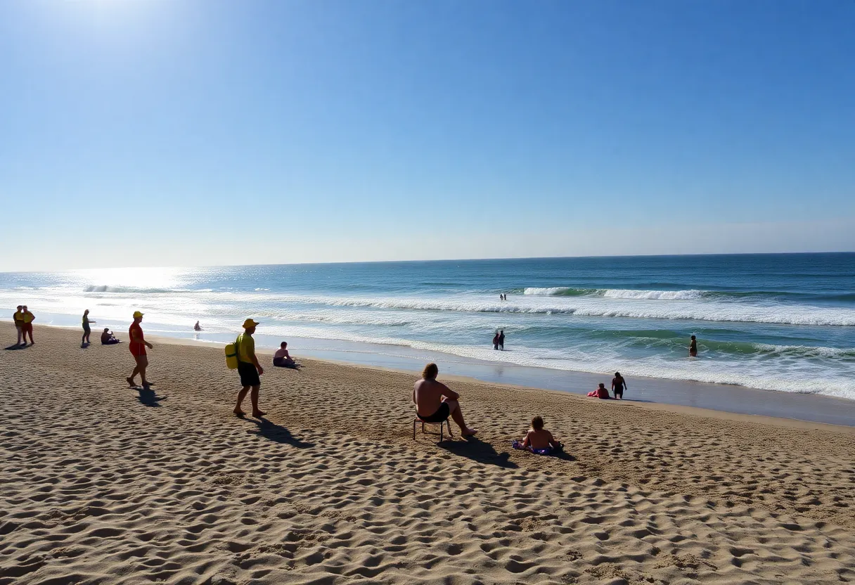 Lifeguards monitoring the beach at Rio Del Mar after a shark encounter