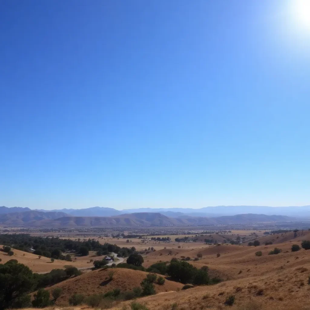 Landscape of Southern California during a severe heat wave